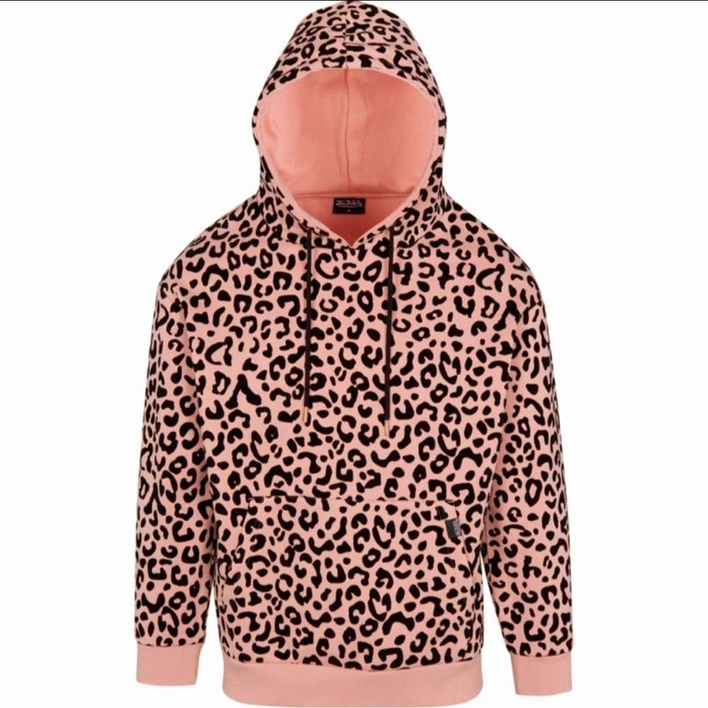 Von Dutch Originals Dirty Pink Cheetah Pullover Hoodie Size XL NWT